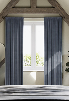 Luxe Velvet (Blackout) Pencil Pleat, Slate Blue - Ready Made Curtains